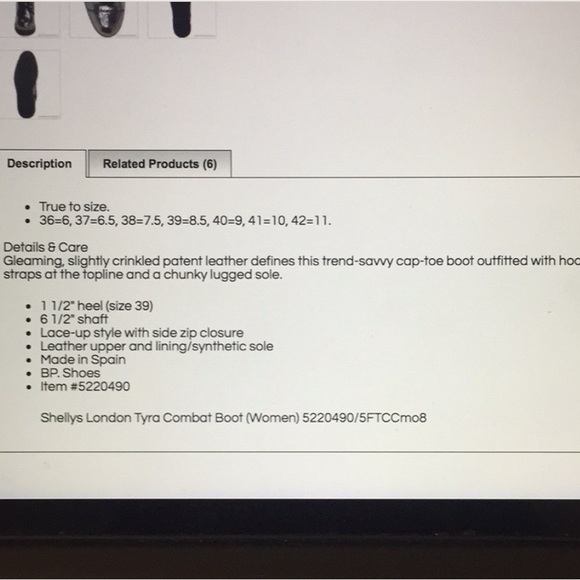 Shellys London Tyra Silver Metallic Crinkled leather Combat Boots Buckle Size 36 - Picture 16 of 16